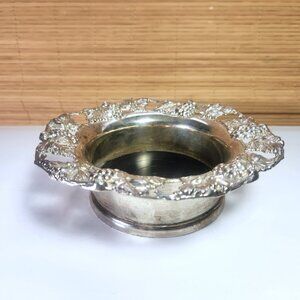 Vintage Wine Bottle Coaster Godinger Silver Plated1988 Grape & Leaf Design 7"